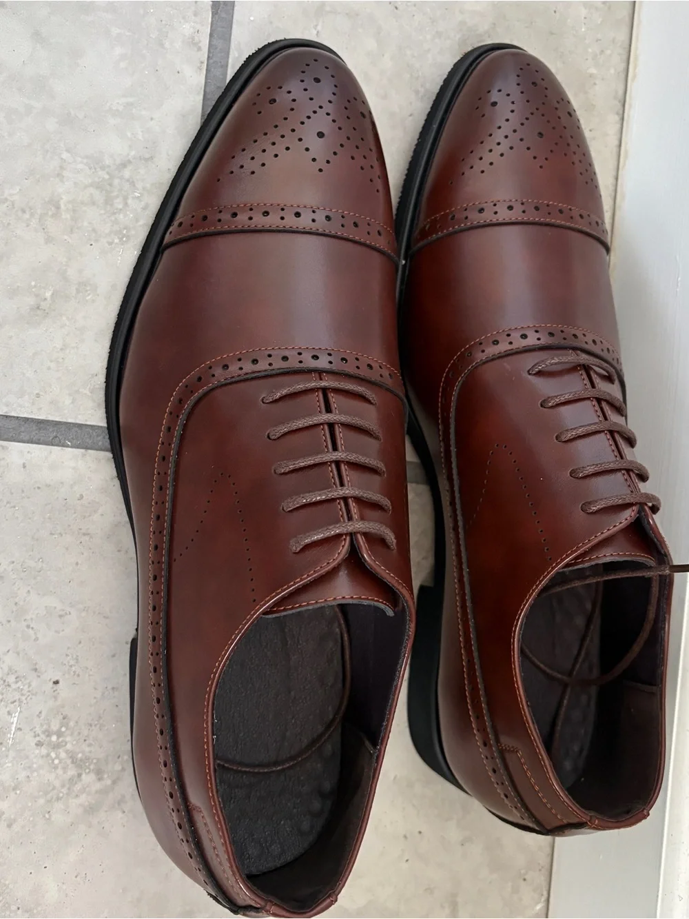 Men's Brown Leather Cap-Toe Oxford Dress Shoe size 46 (12-12.5 US)